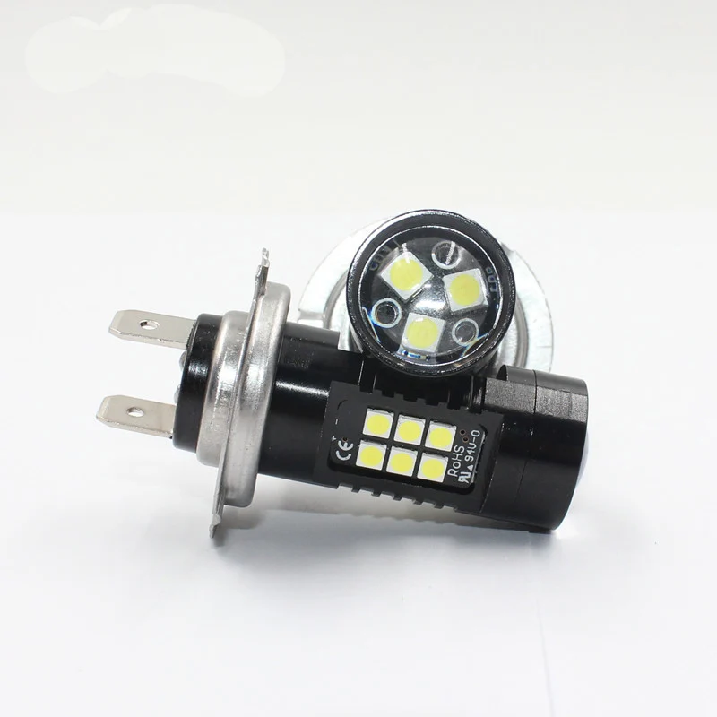 2 шт. 12V H7 H4 светодиодный головной светильник противотуманные лампы 6000K 21SMD белые h8 h9 h11 Светодиодный туман светильник лампы дневные ходовые светильник H7 светодиодный лампы