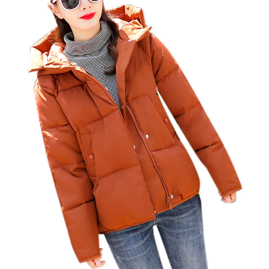 Yellow Hooded Women Winter Jacket Short Cotton Padded Womens Coat Autumn Casaco Feminino Inverno Solid Color Parka Winter Jacket - Цвет: Yellow