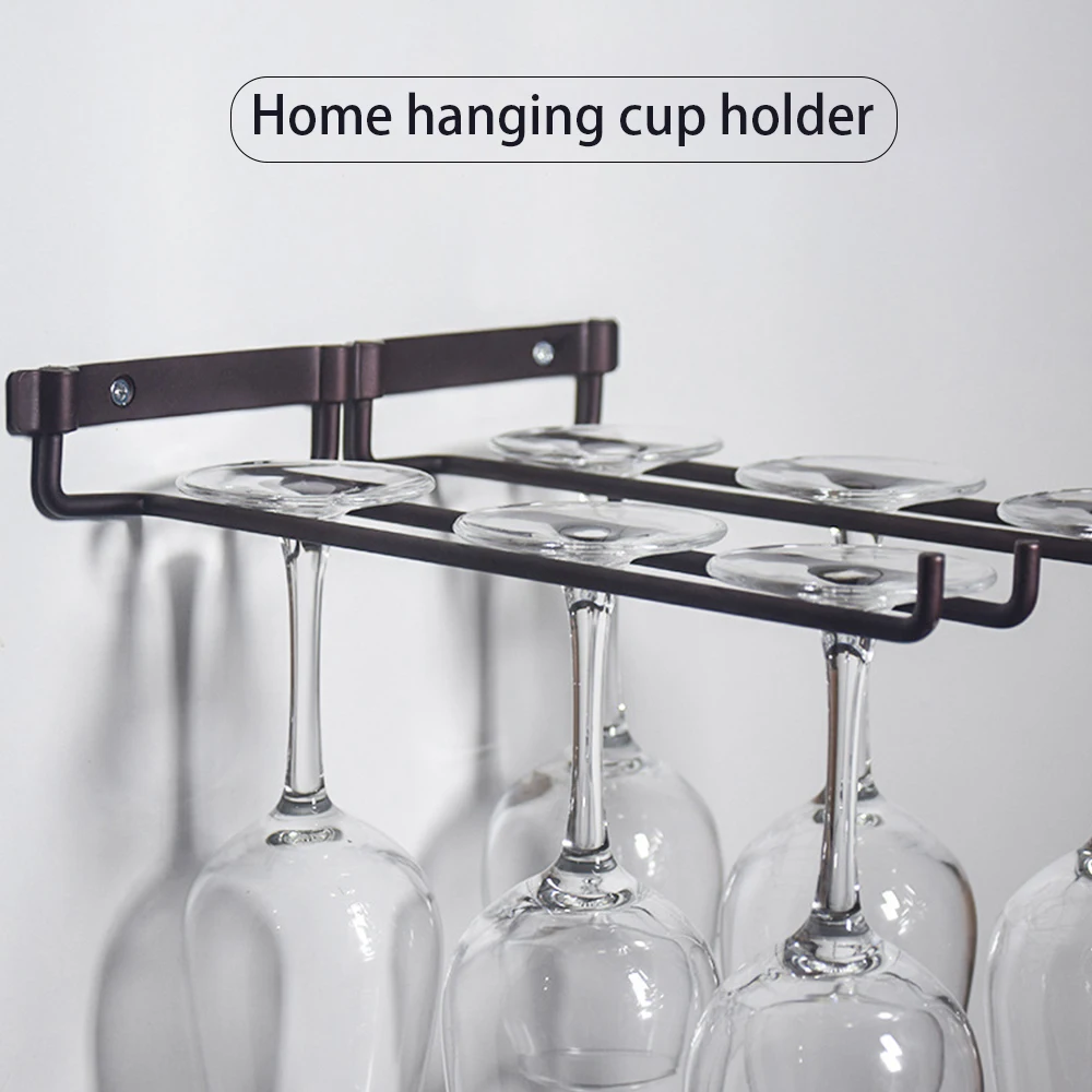 Metal Wall Mounted Wine Glass Storage Rack Under Hanging Cup