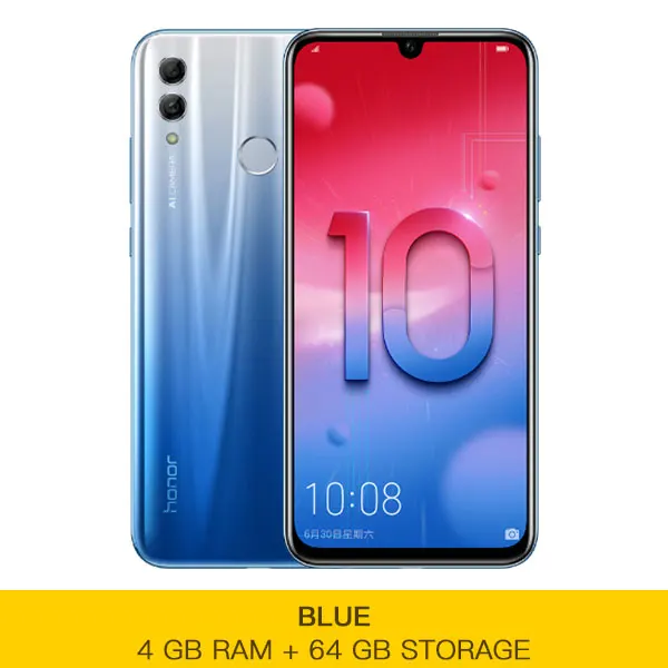 4GB 64GB Blue Смартфон Honor 10 Lite Kirin 710, 4 Гб, 6 ГБ ОЗУ, 64 ГБ, 128 Гб ПЗУ, экран 6,21 дюйма, Android 9, четыре ядра, 3 камеры, мобильный телефон - Цвет: 4GB 64GB Blue