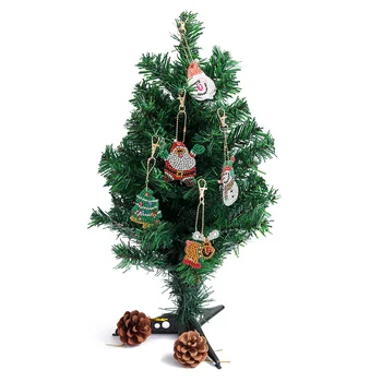 

5pcs New Year 2021 Christmas Decorations DIY Diamond Painting Cross Stitch Ornament Xmas Tree Pendant Kids Gift Noel Home Decor