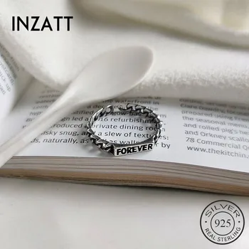 

INZATT Real 925 Sterling Silver Vintage Chain Forever Adjustable Ring For Fashion Women Party Cute Fine Jewelry Accessories Gift
