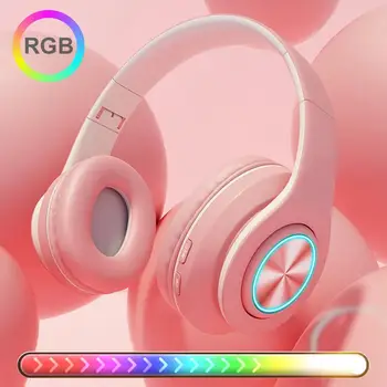 

Rechargeable Bluetooth 5.0 Wireless TF Card 3.5mm Jack RGB Light Headset HiFi Sound Headphones Gaming Earphone for Girls Boys