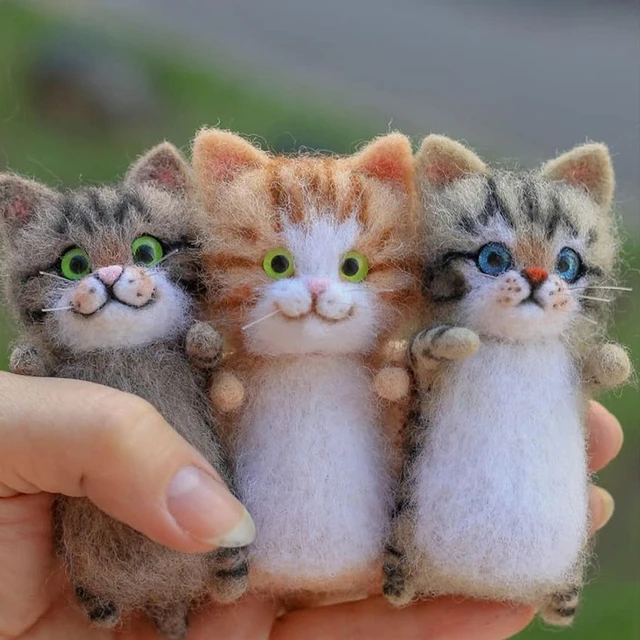 Cute And Interesting Handmade Toys DIY Wool Felt Cat Kits Unfinished Plush Doll Poking Music Toy Gift Non-finished Product 4