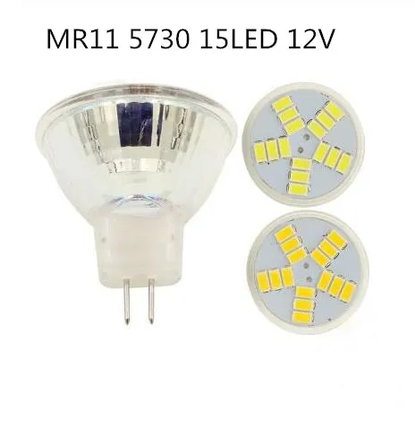 MR11 5730 15LED 12V Новое поступление MR11 110V 220V COB Светодиодный точечный светильник стеклянный корпус GU4 лампа светильник AC/DC 12V MR11 5W светодиодная лампа, теплый белый свет/белый - Испускаемый цвет: MR11 5730 15LED 12V
