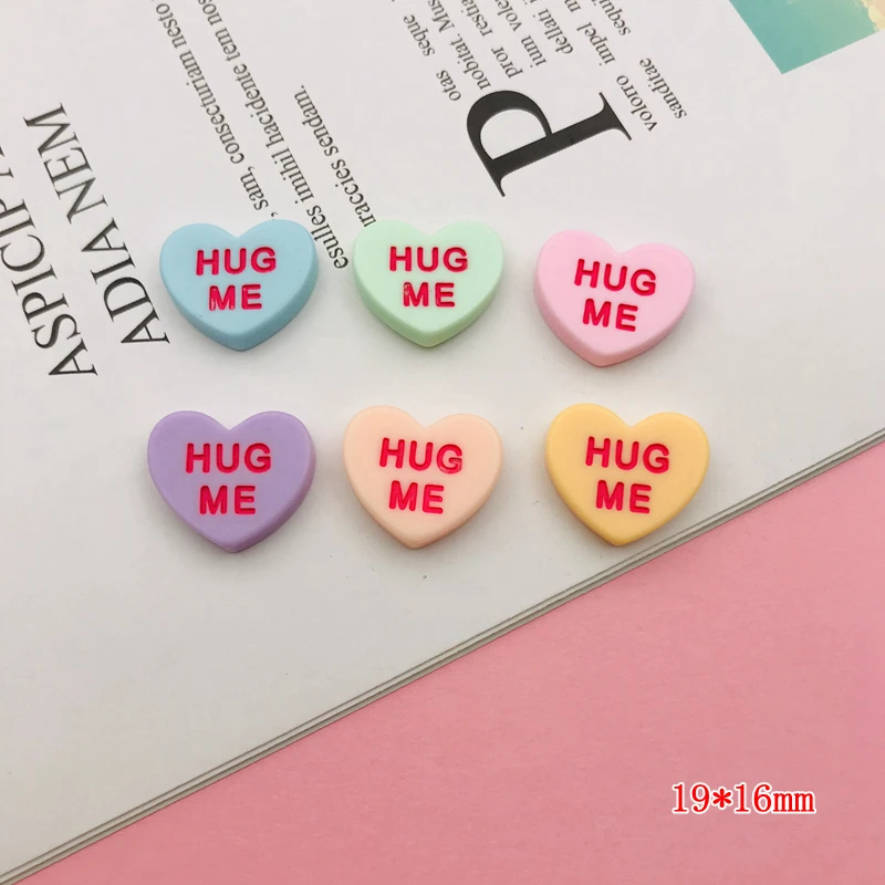 Resin Pastel Conversation Heart for Crafts Making Scrapbooking Jewelry Accessory DIY 20pcs