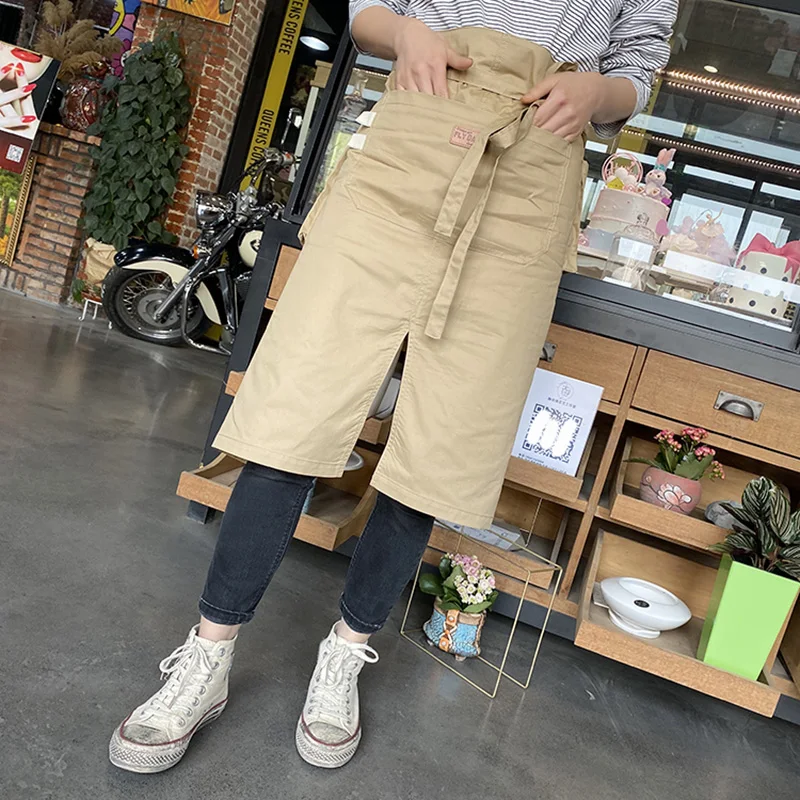 

Big Pocket Apron Half Waist Aprons Multi-pocket Simple Bib Men Women Apron Work Uniform Restaurant Gardener Baking Aprons