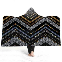Подарок, богемная Мандала бохо, геометрические Шевроны с зигзагами, плюшевое одеяло с капюшоном, теплое дорожное одеяло для кемпинга, дивана