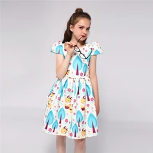 Kseniya/Детское платье с рукавом-крылышком для девочек; Детские праздничные платья с рисунком животных