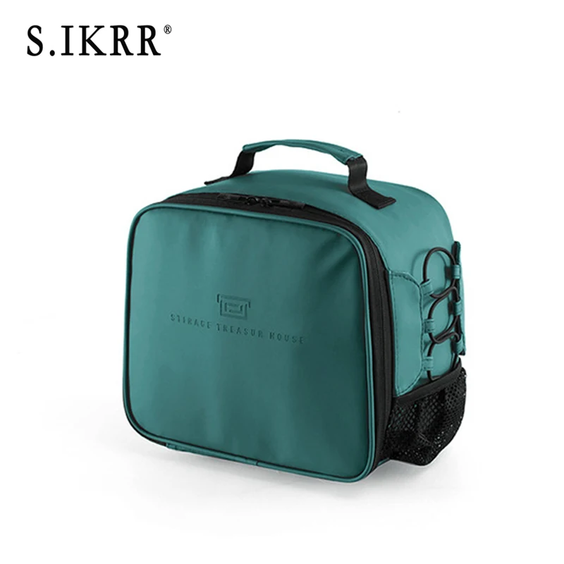 Green S. IKRR многофункциональная сумка для ланча из искусственной кожи для женщин и мужчин, портативная Изолированная теплая сумка-холодильник для ланча, сумка-тоут, большая сумка для еды, герметичная - Цвет: Green