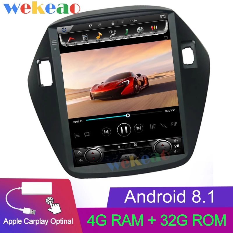 Android Car Radio Wekeao вертикальный экран Tesla style 10,4 ''1Din Автомобильный dvd-плеер на основе Android навигационная Автомагнитола для hyundai IX35 Tucson 2010 - Цвет: Android Car Radio