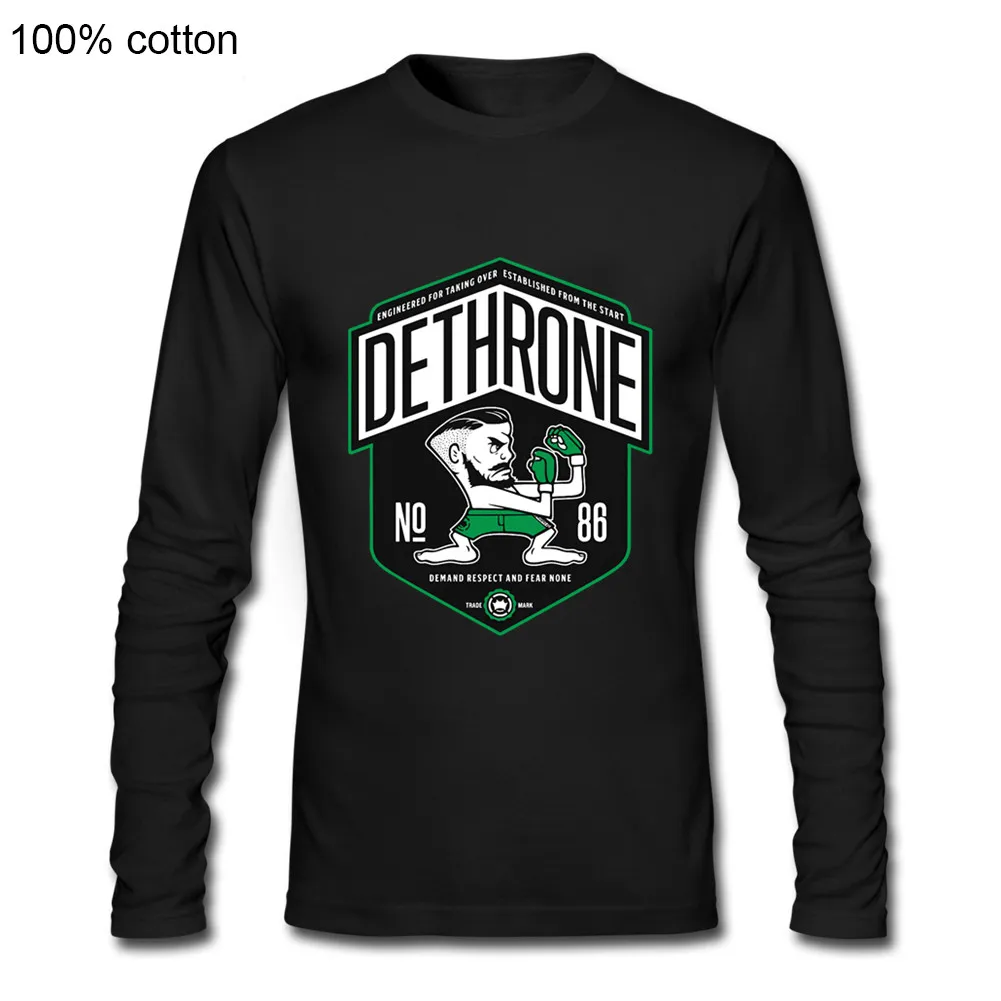 2020 Hot new deals long Sleeve man t-shirt Conor McGregor Dethrone Pride top tee quick ship Tshirts Fashion Cotton Mens T Shirt | Мужская