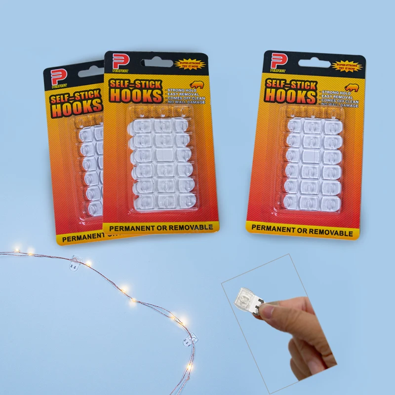

Небольшие водонепроницаемые настенные крючки без повреждений для дома, подвесные рождественские гирлянды, гирлянды, клейкие декоративные зажимы