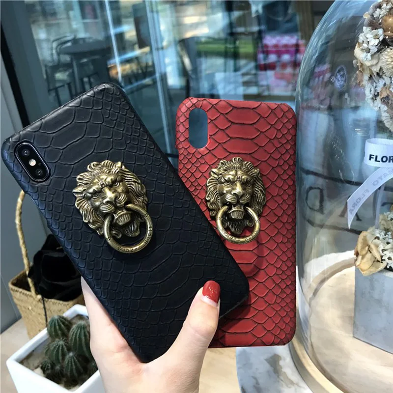Винтажный чехол с изображением головы льва для iPhone X, XR, XS, 11 Pro, Max, крутой чехол из змеиной кожи, чехол s, для iPhone 7, 8, 6, 6s Plus, Жесткий Чехол