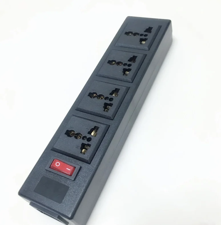 Многофункциональный 250v 13a 4 jack универсальная розетка PDU полоса IEC320 вилка адаптер расширение для рабочего стола розетка шнур питания конвертер - Цвет: RED