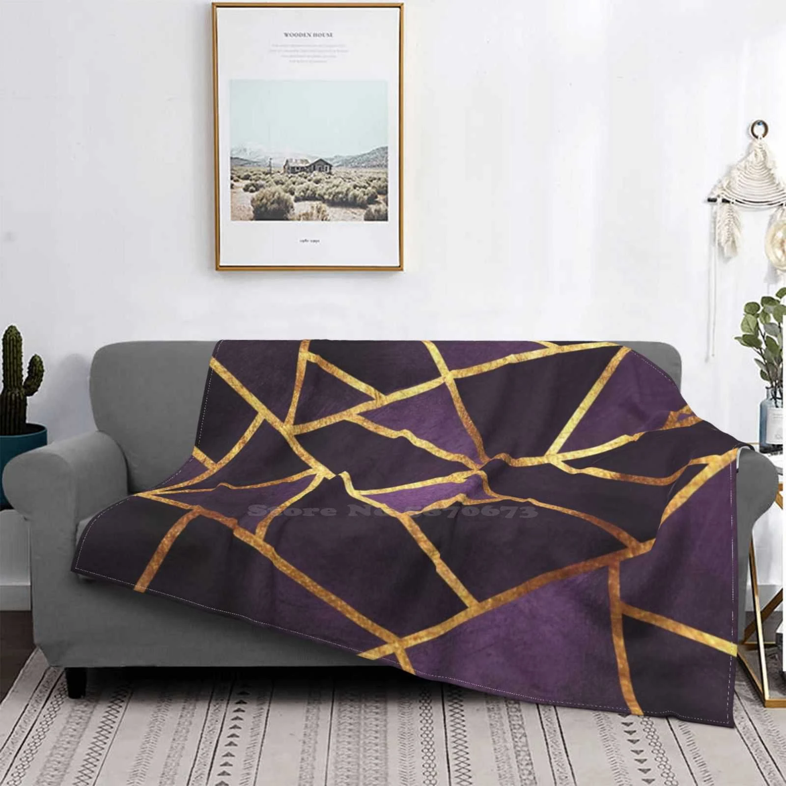 purple and blue throw blanket