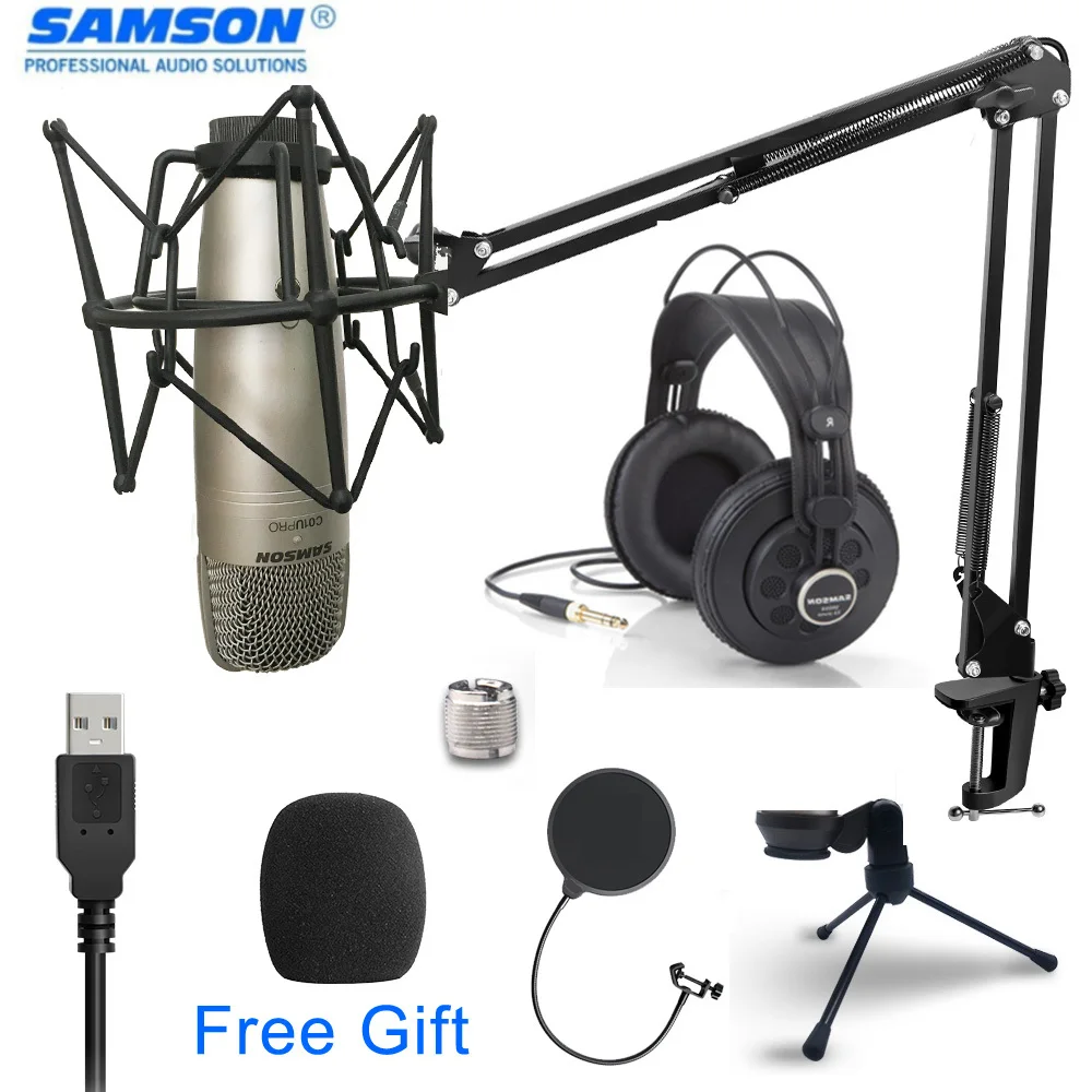 Samson C01u Pro Usb Studio Hypercardiod Microphone Real-time Monitoring Large Diaphragm Condenser Microphone Plug & Play Stand