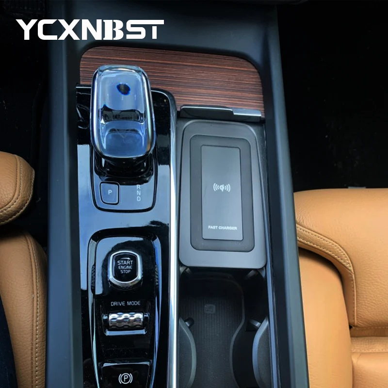 Carro qi carregador sem fio para volvo xc90 s90 v90 xc60 v60 c60 2018 2019 2020 placa de carregamento sem fio acessórios do carregador telefone 10w