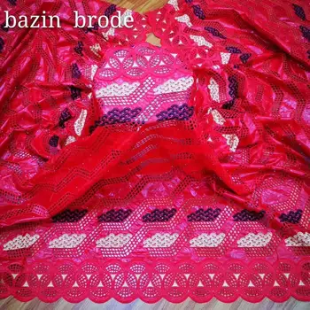 

african bazin riche fabric african lace fabric high quality 5yards nigerian lace fabric for dress bazin brode lace