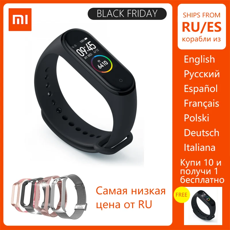  Xiaomi mi браслет 4 браслет mi Band 4 фитнес браслет 3 цвета AMOLED экран музыкальный контроль Smartband 