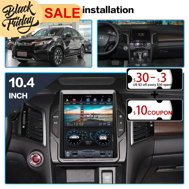 

128GB Android 9.0 Tesla Style for Honda Avancier 2017 - 2018 Carplay GPS Car Navigation Multimedia Video Player Stereo Radio