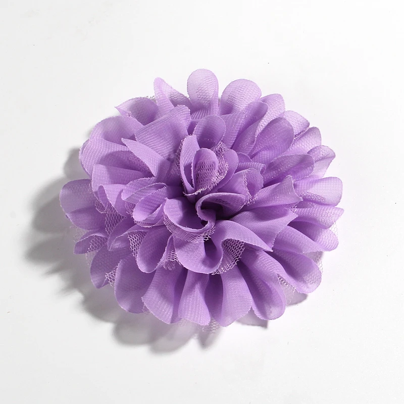 Lavender 5 шт., 4,4 дюймов, 11 см, модная шифоновая сетка, цветы, аксессуары для волос, пушистая ткань, кружева, цветы, для детей, для девочек, головные уборы, повязки на голову - Цвет: Lavender