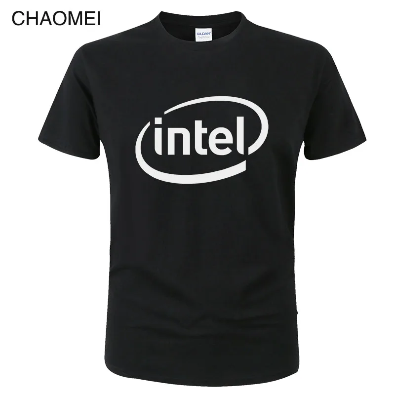 Футболка с логотипом Intel мужская и женская модная летняя хлопковая футболка