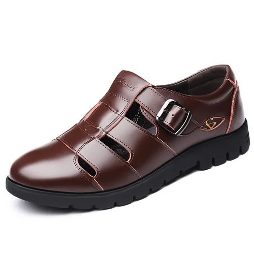 Мужские сандалии из натуральной кожи мужские уличные повседневные кожаные сандалии для мужчин пляжная обувь в римском стиле размера плюс 38-47 - Цвет: brown