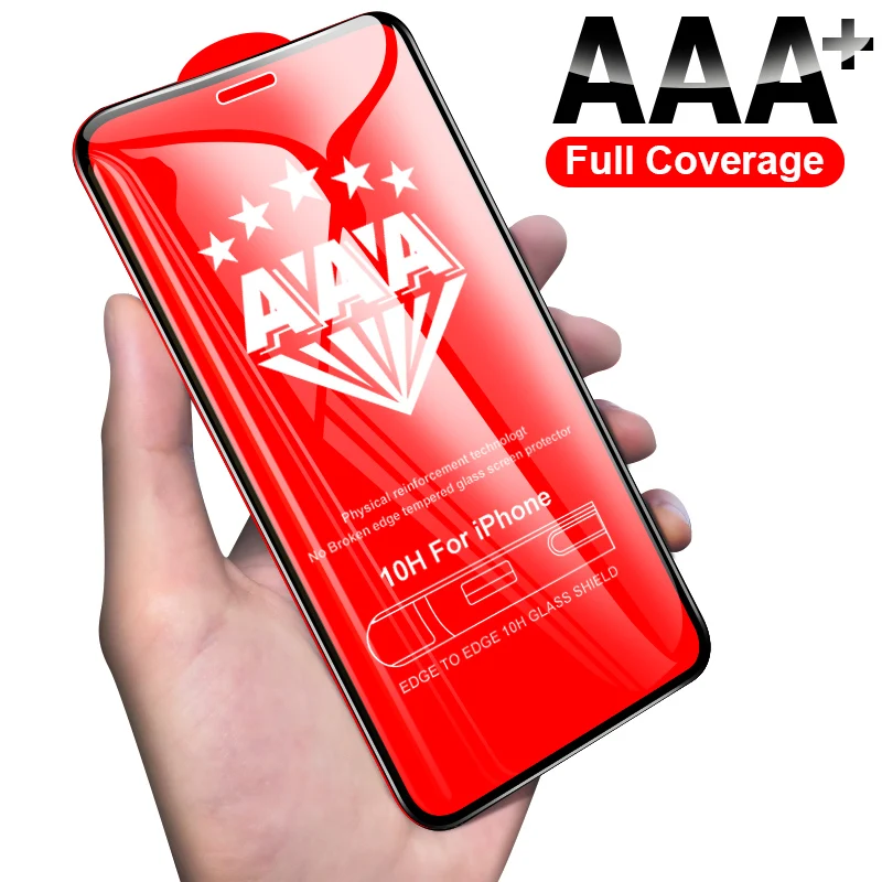 

900D Curved Edge Protective Glass on The For iPhone 11 Pro X XR XS Max Tempered Screen Protector For iPhone 7 8 6 6s Plus Glass