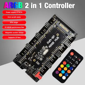 

SATA Power Supply 1 To 8 Fan HUB 5V 4 Pin PWM ARGB Addressable Splitter For PC LED Light Cooler Control Adapter Multi Way Hub