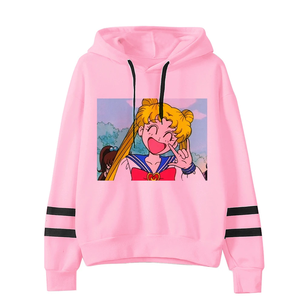 Сейлор Мун каваи аниме Harajuku Толстовка для женщин Ullzang милый кот мультфильм корейский стиль толстовка 90s Модный Графический Hoody женский