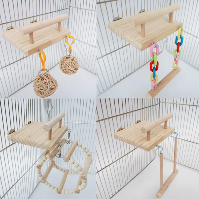 

Bird Parrot Mynah Wooden Stand Support Toys Interactive Bird Toy