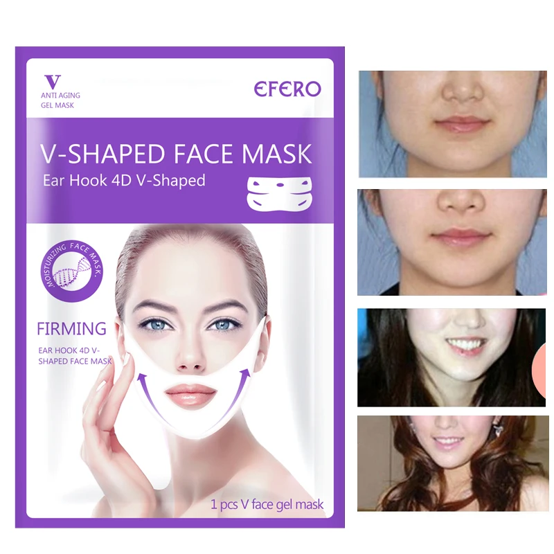 4D лифтинг гелевая маска для лица V-shape Sliming Sheet Masks против морщин для похудения лица повязка для подбородка проверка шеи тонкая маска уход за лицом