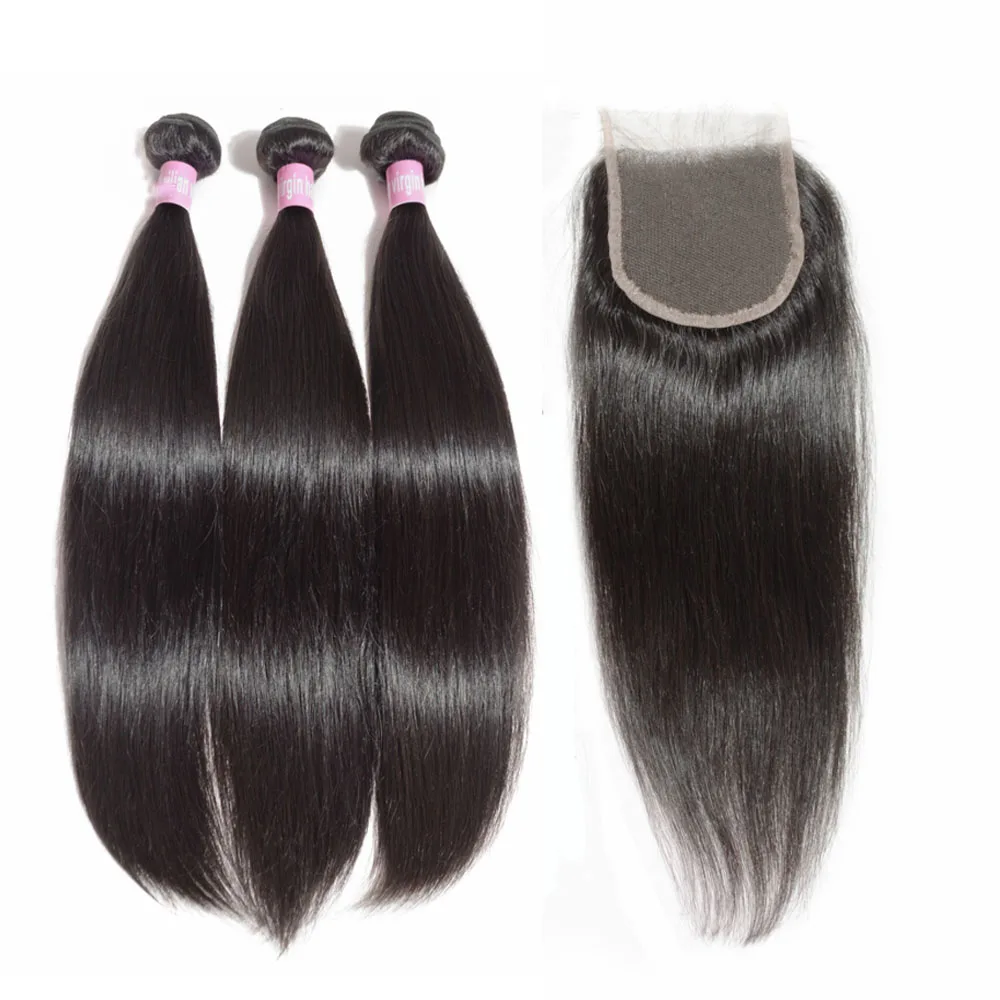 

JayMay Peruvian Straight Bundles with Closure 5X5 Lace Closure with Human Hair Bundles Virgin Hair 6X6 Closure with Bundles