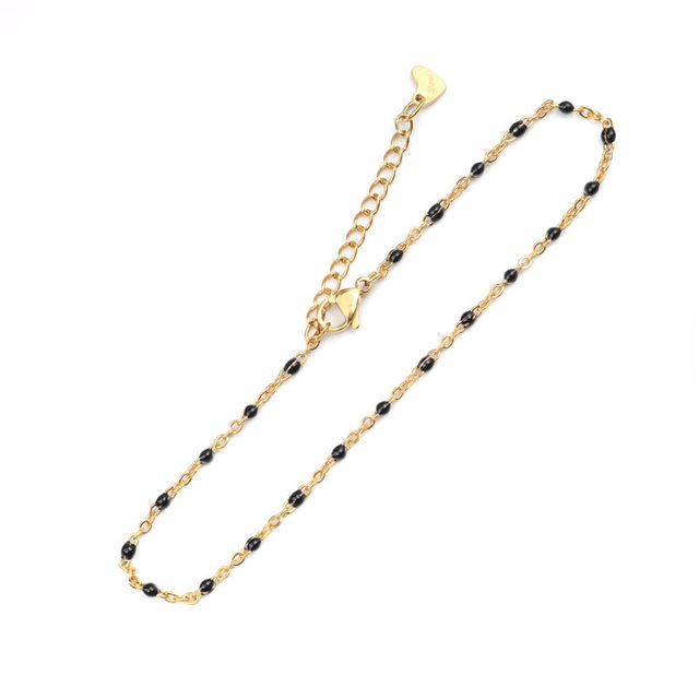 PC Fashion Stainless Steel Anklet Enamel Gold Multicolor On Foot Ankle Bracelets Women Men Leg Link Chain Jewelry 23cm Long