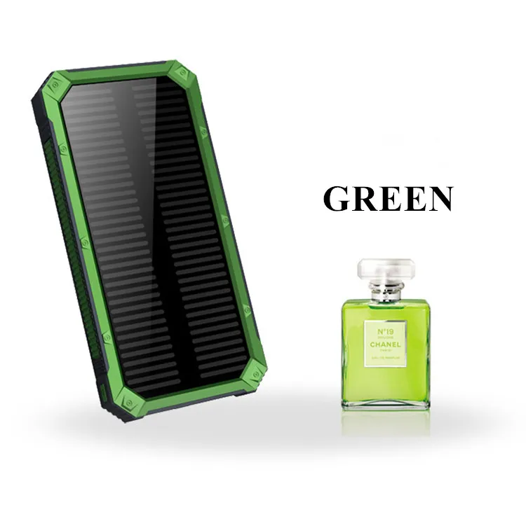 green 20000mah Солнечная батарея 20000 мАч водонепроницаемый внешний аккумулятор портативная батарея 2 Usb портативная мощность для Xiaomi Iphone - Цвет: green 20000mah
