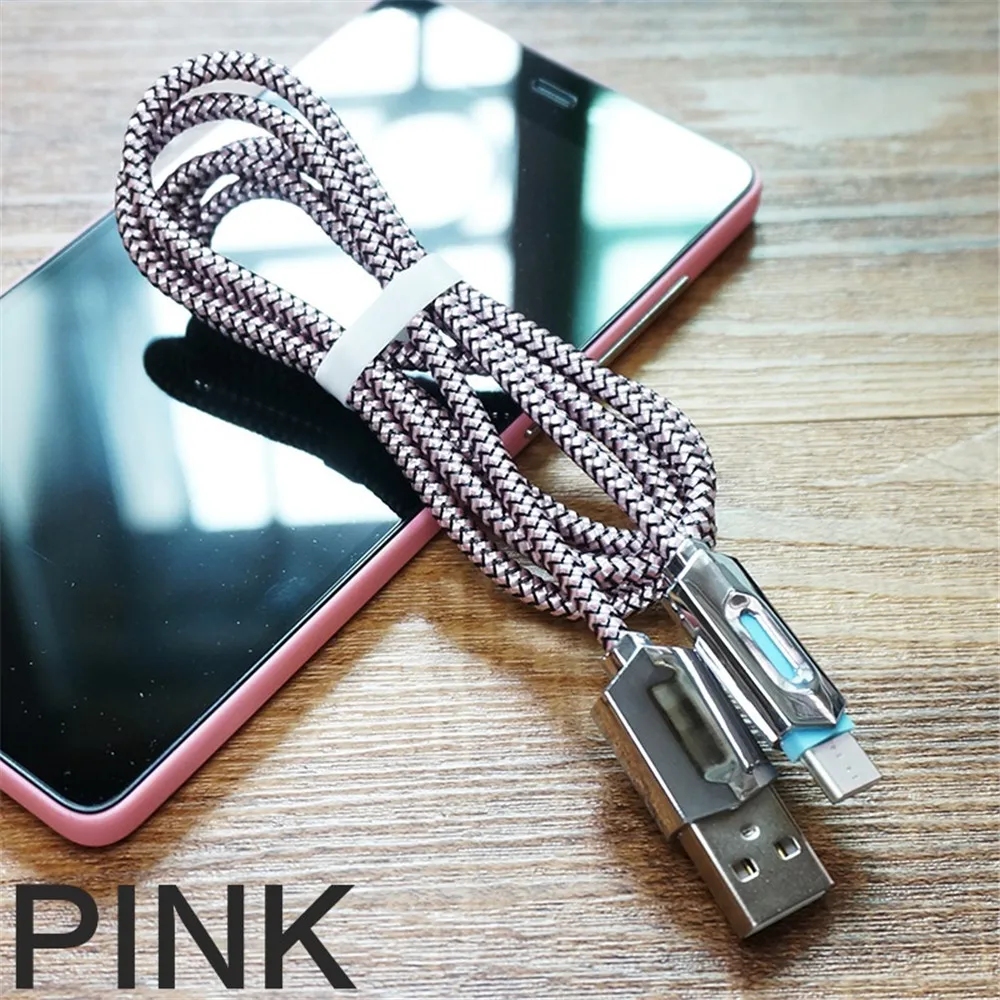 LED USB C Cable for Samsung Galaxy S10 S9 Plus Note 9 Fast Mobile Phone Charging Type-C Cable for Xiaomi Mi9 Huawei USB-C Cord - Цвет: Pink