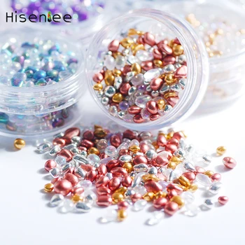 

1Box12.5g high quality irregular shape small round micro stone beaded pebbles glass water DIY nail art jewelry decoration