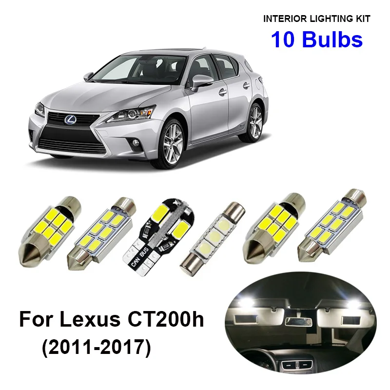 10 шт. Автомобильные светодиодные лампы для салона 2011 2017 Lexus CT200h|Сигнальная лампа| |