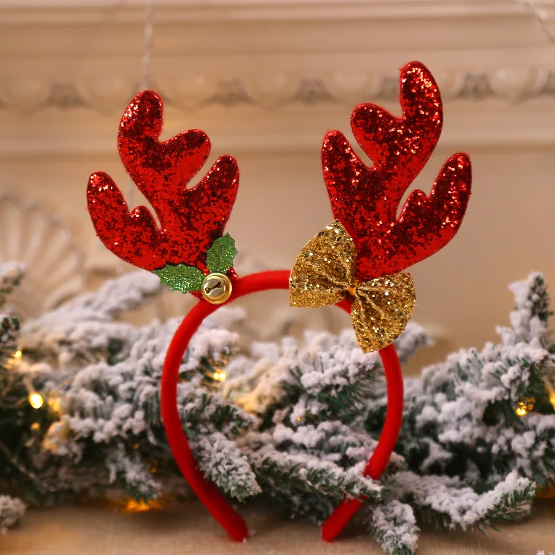 

1PC Christmas Headband for Kids Adult Christmas Deer Antlers Christmas Party Deals Santa Xmas Hair Band Clasp Headwear Xmas Gift