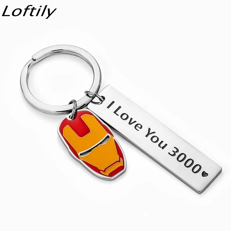 K140 Мстители Железный человек I Love You 3000 парный брелок из нержавеющей стали Tony Stark сумка кулон фильм индивидуальность пара ювелирных изделий - Цвет: K140