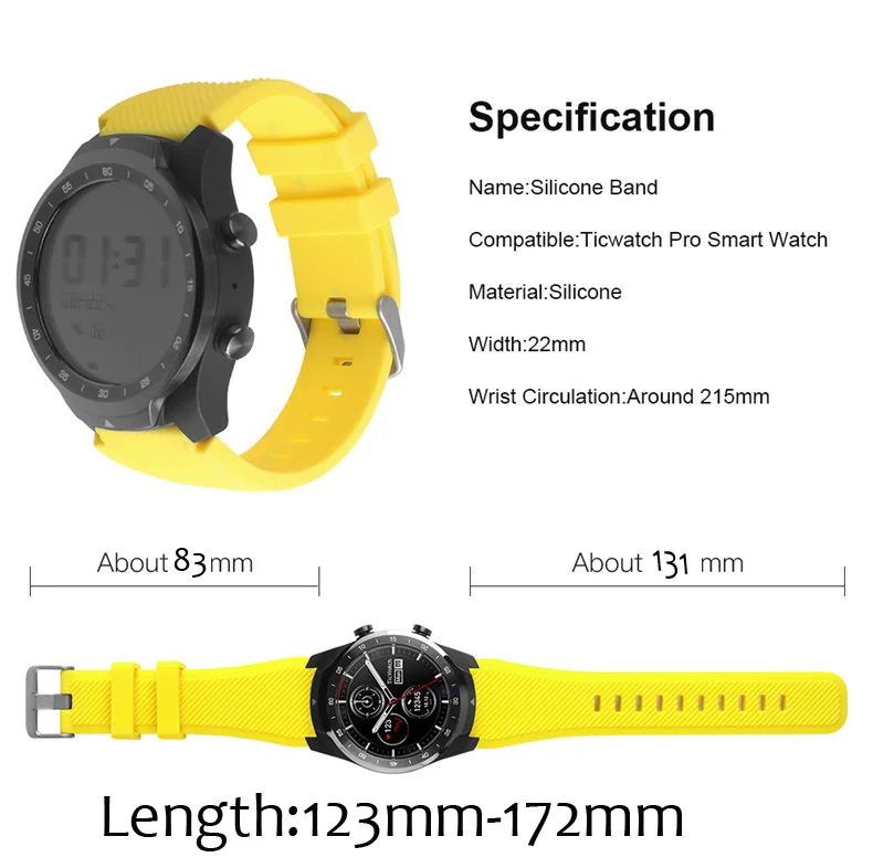 Ремешок для часов Ticwatch Pro S2 E2 samsung gear S3 huawei GT Honor Watch волшебный браслет 22 мм Силикон Спортивный Браслет ремень для мужчин и женщин