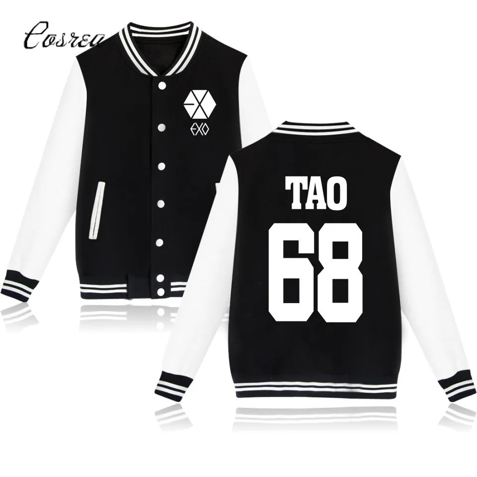 Exo толстовки Sehun Beakhyun Xiumin Exo Lay Kai Button на молнии карман длинное пальто уличная Exo бейсбольная куртка одежда Exo