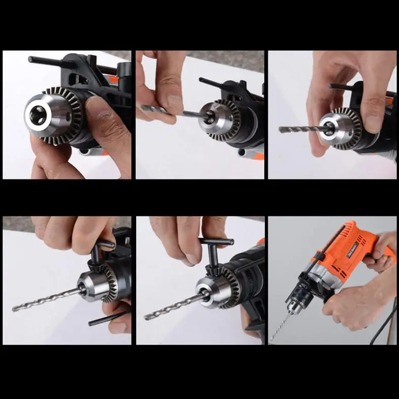 220 В 550 Вт Ручной Ударный электрический пистолет дрель с двойным переключателем переменной скорости и 13 мм сверлильный патрон для обработки шурупов