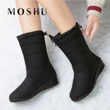 Botas de Invierno para Mujer Botas de tobillo Botas de nieve impermeables borla señora banda elástica zapatos de invierno Mujer cálido Piel negro Botas Mujer(China)