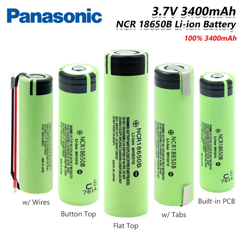Panasonic 1x3,7 v перезаряжаемый 3400mah 18650 аккумулятор Ncr18650b литий-ионный Max 20a с DIY никель для налобного фонаря RC игрушка