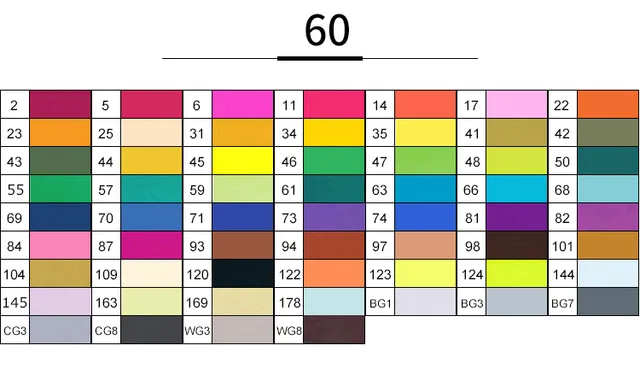 white student 60 TouchFIVE 30/40/60/80/168 Цвет маркер для рисования набор двойной головой художественный эскиз жирной на спиртовой основе маркеры для школы анимации Manga - Цвет: white student 60