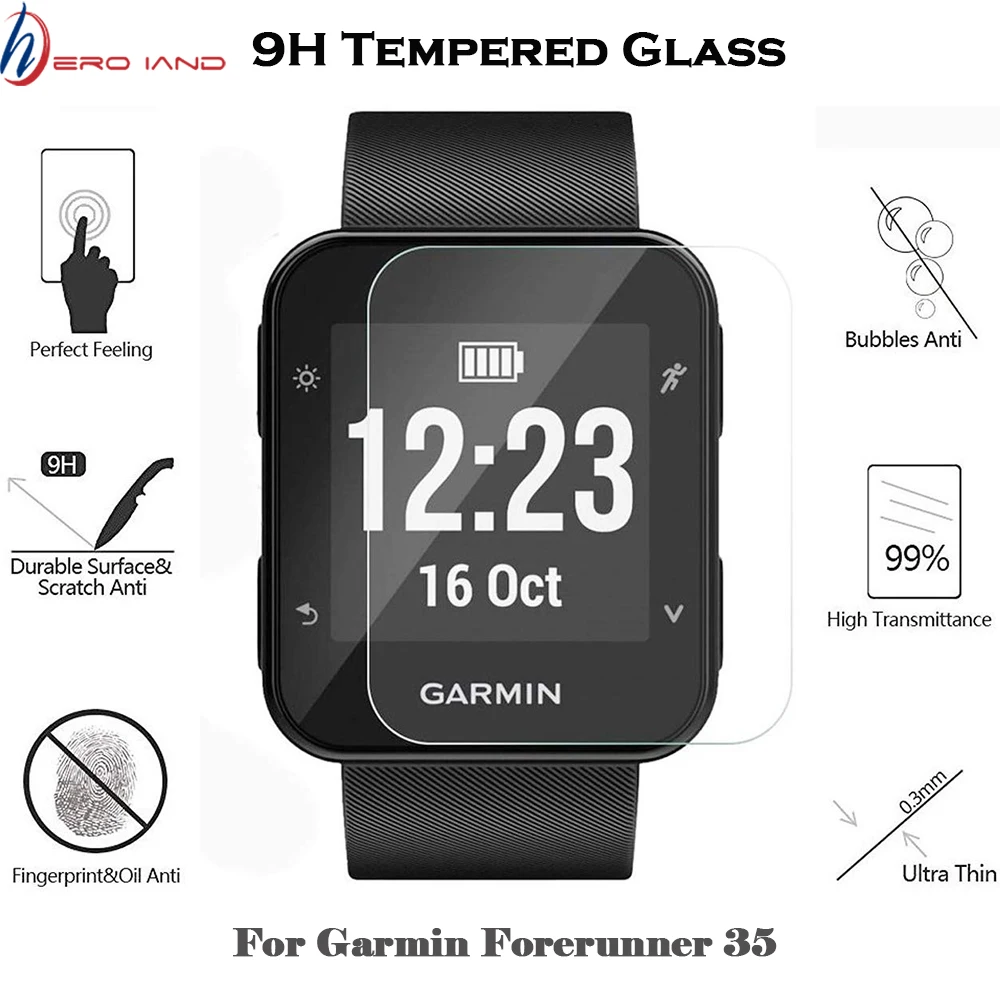 4PCS 9H Tempered Glass For Garmin Forerunner 35 HR Round Smart Watch Screen Protector Anti-scratch Protective Film