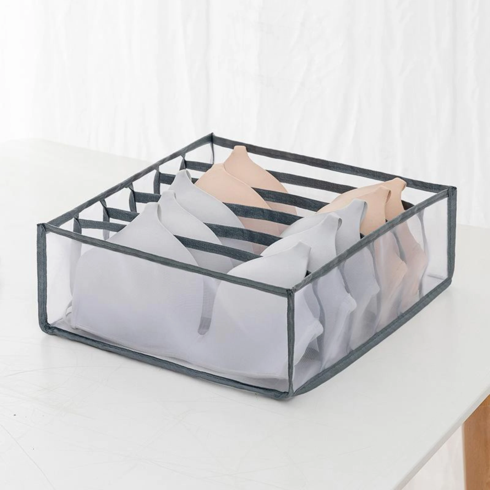 Portable Mesh Thicken Underwear Drawer Organizer Foldable Closet Socks Underpants Bra Storage