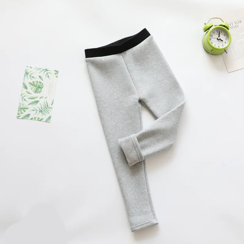 Light gray Новые осенне-зимние леггинсы; штаны для девочек; Плотные хлопковые и бархатные леггинсы для девочек; теплые штаны; одежда для маленьких девочек - Цвет: Light gray